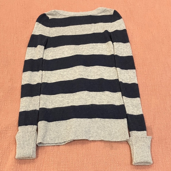 Abercrombie & Fitch soft rabbit hair blend Blue & Gray Striped Cardigan - Picture 13 of 16